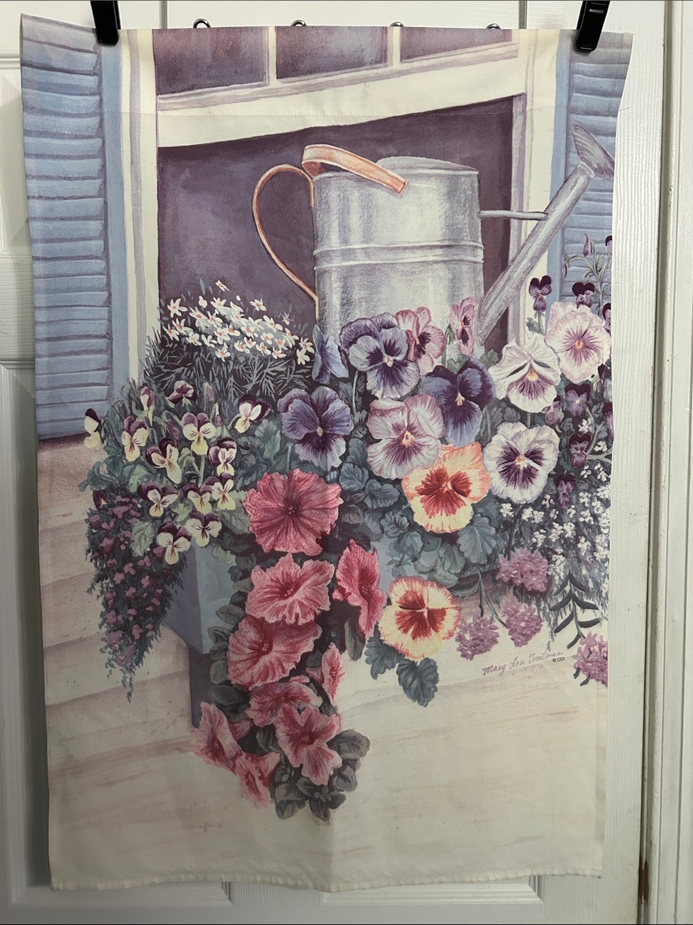 Floral Watering Can Flag in Lavender, Pink, Purple